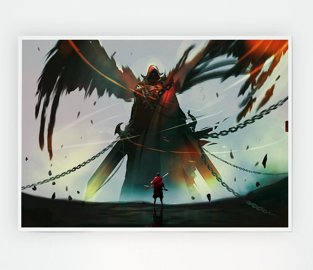 Battling Evil Print Poster Wall Art