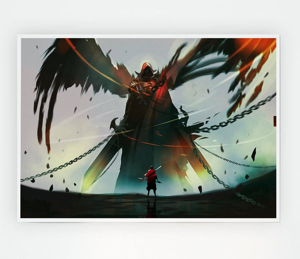 Battling Evil Print Poster Wall Art