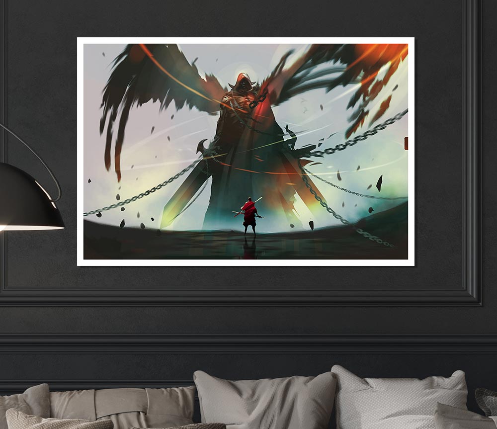 Battling Evil Print Poster Wall Art