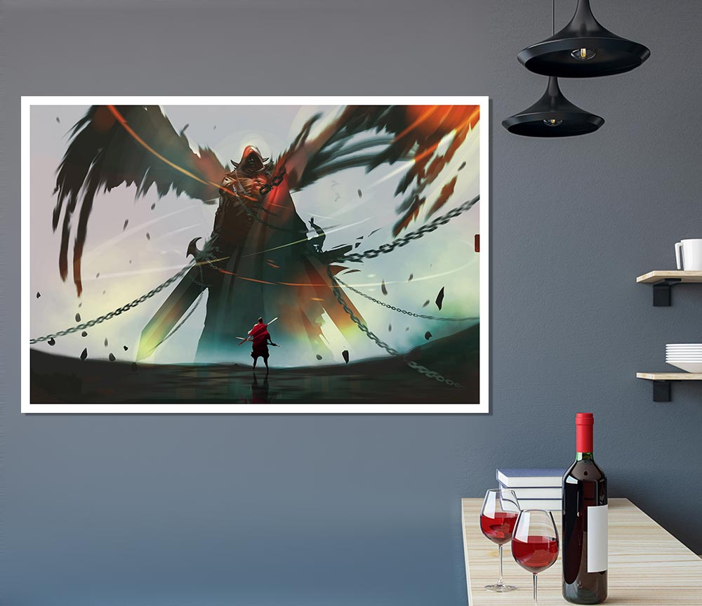 Battling Evil Print Poster Wall Art