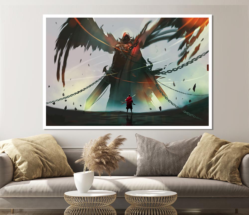 Battling Evil Print Poster Wall Art