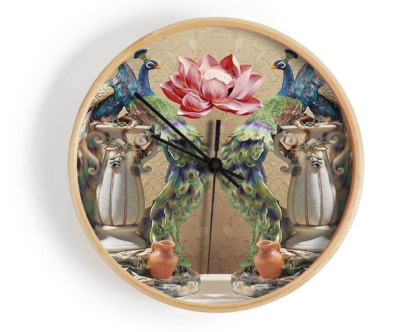 Peacocks Of Royalty Clock - Wallart-Direct UK