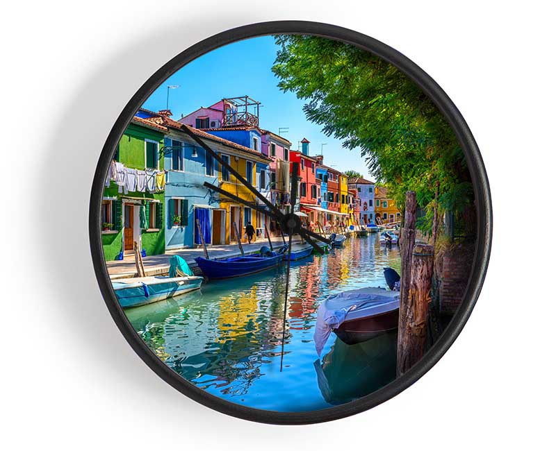 The Boats In The Village Clock - Wallart-Direct UK