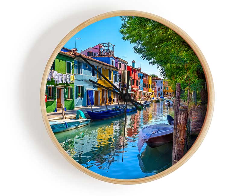 The Boats In The Village Clock - Wallart-Direct UK