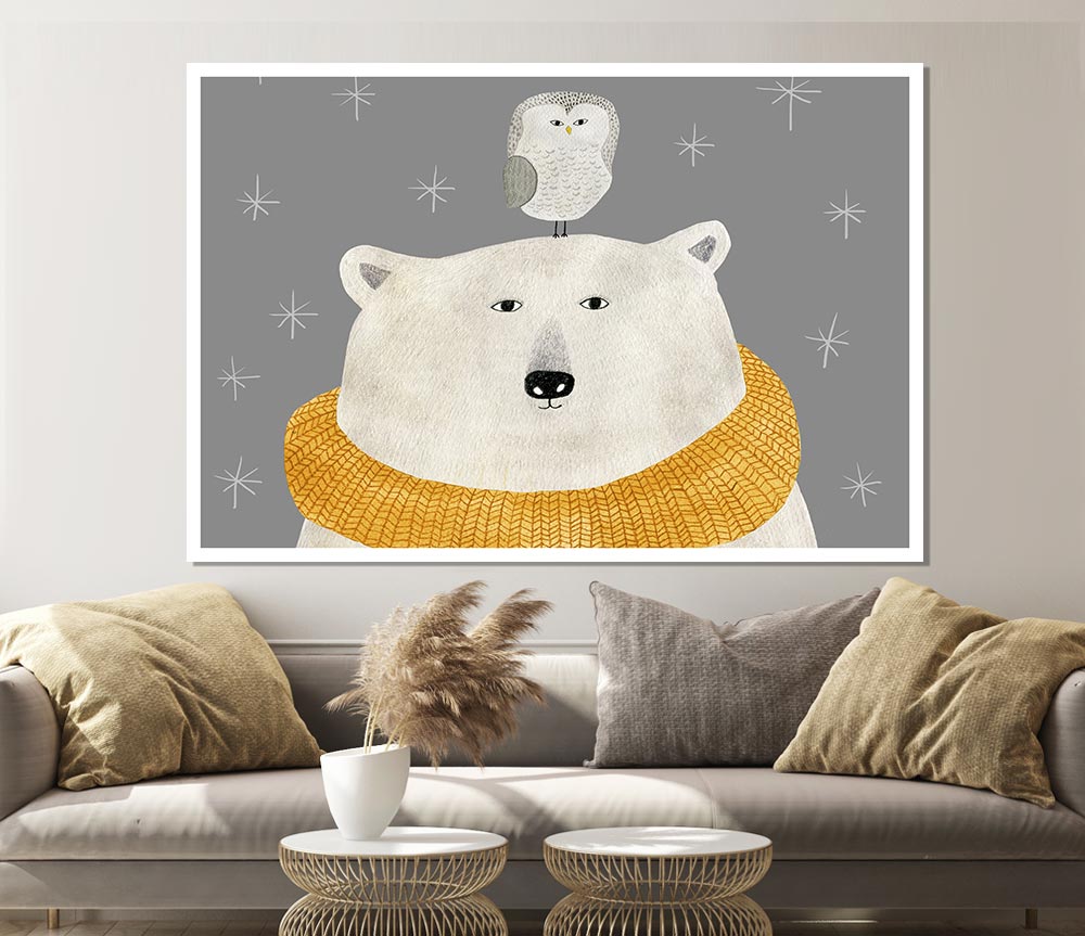 The Bear And The Owl Print Poster Wall Art