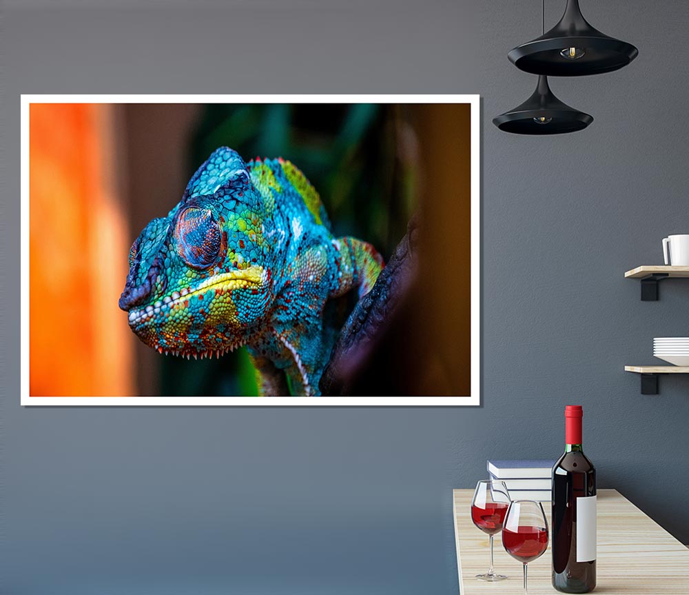 Chameleon Up Close Print Poster Wall Art