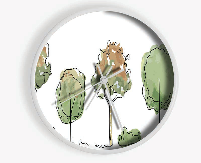 Five Trees In A Row Clock - Wallart-Direct UK