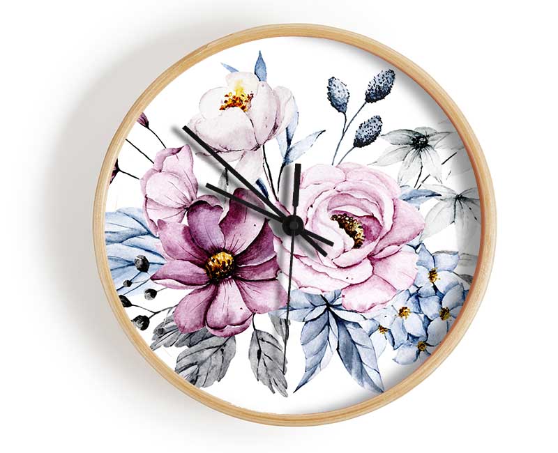 Flowers Together Clock - Wallart-Direct UK