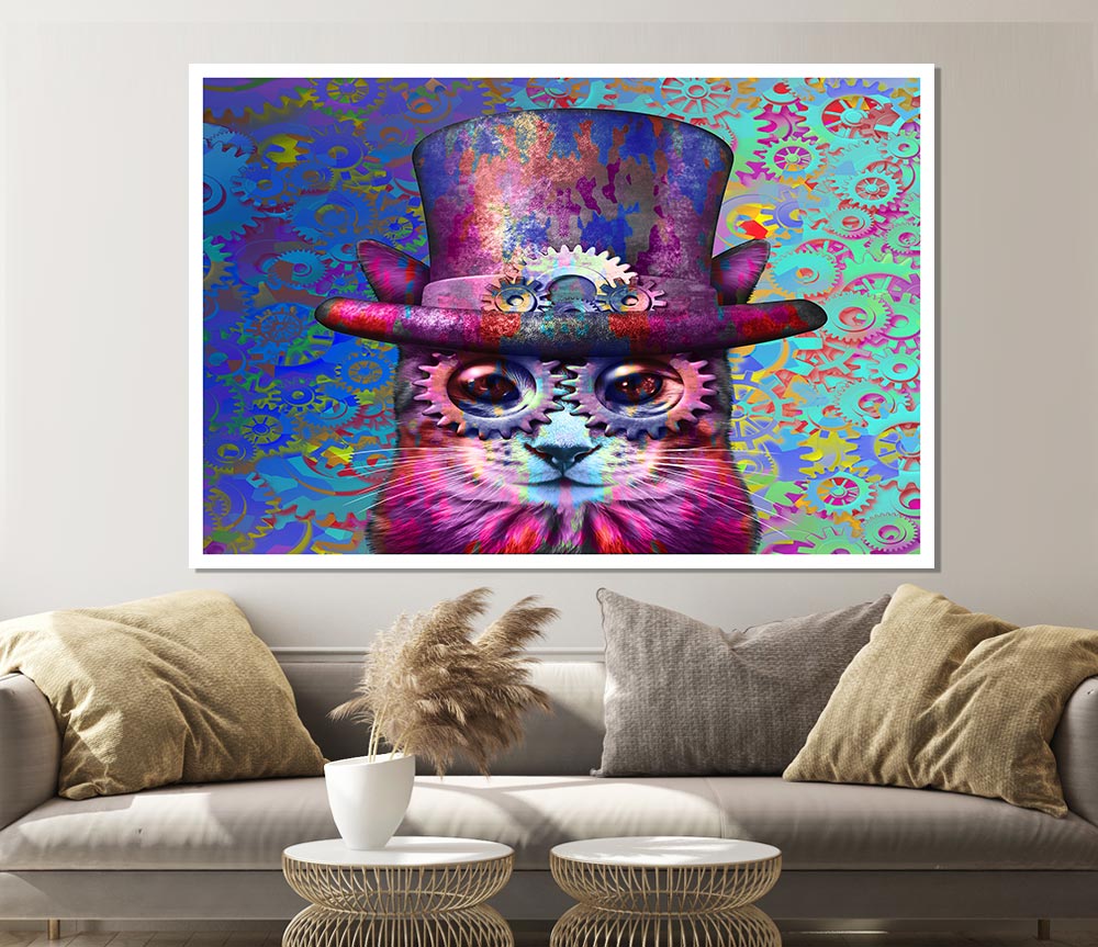 The Top Hat Cat Print Poster Wall Art