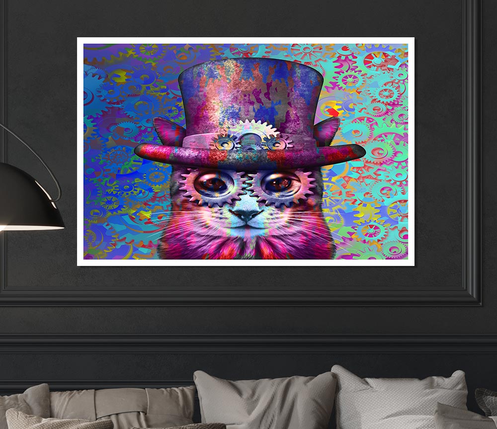 The Top Hat Cat Print Poster Wall Art