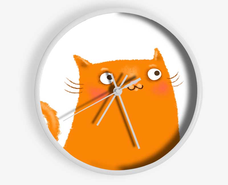 The Love Heart Orange Cat Clock - Wallart-Direct UK