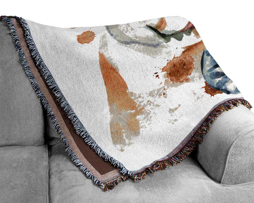 The Bulldog With Glasses Woven Blanket