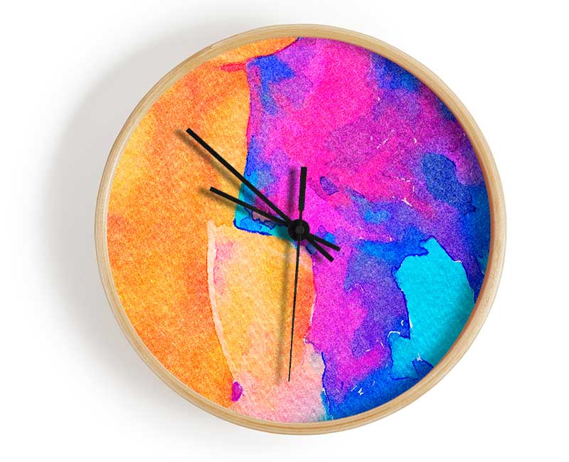 Colour Paint Dabs Clock - Wallart-Direct UK