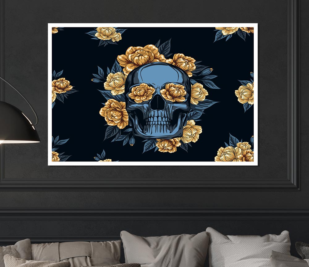 The Skull Flowers Tribute Print Poster Wall Art