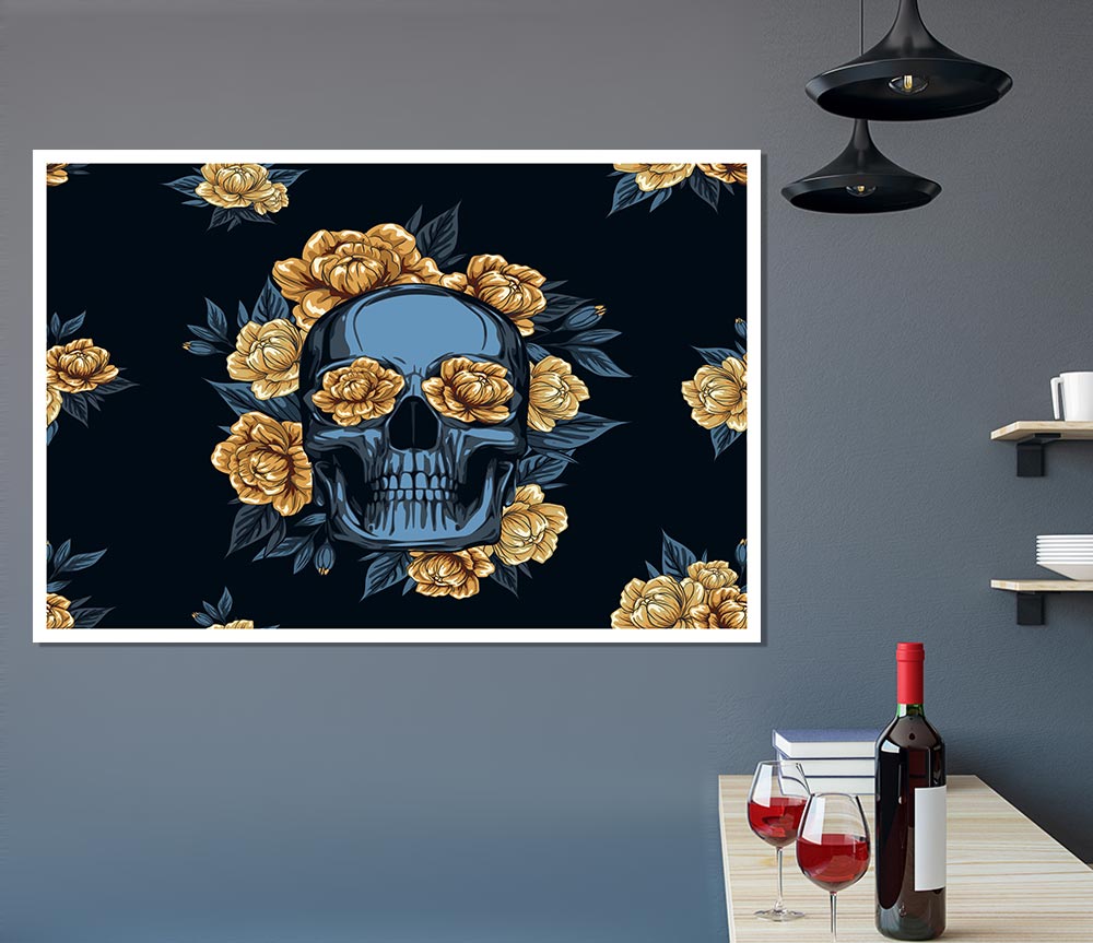 The Skull Flowers Tribute Print Poster Wall Art