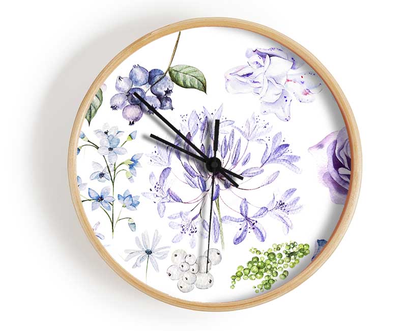 The Lilac Flower Collection Clock - Wallart-Direct UK