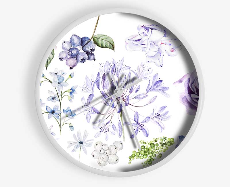 The Lilac Flower Collection Clock - Wallart-Direct UK