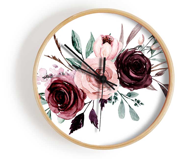 Trio Of Lovely Roses Clock - Wallart-Direct UK