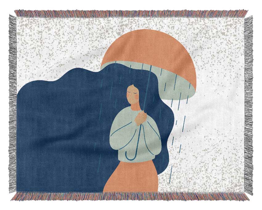 Raining On The Woman Woven Blanket