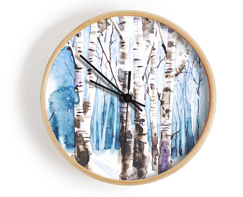 The Beautiful Birch Trees In The Snow Clock - Wallart-Direct UK