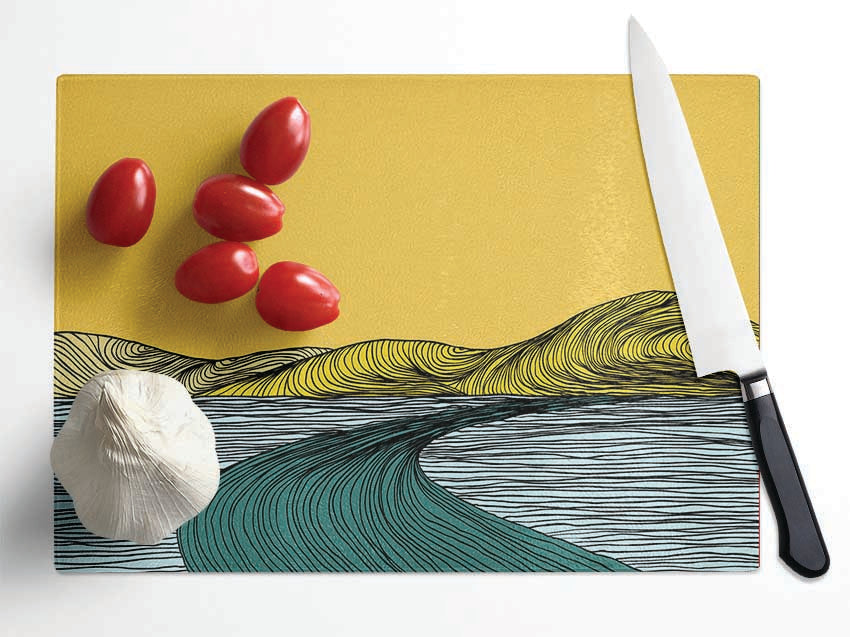 The Abstract Road Glass Chopping Board