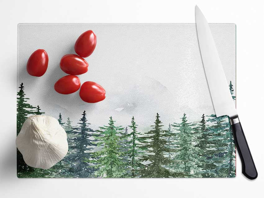 Trees Peer Above The Clouds Glass Chopping Board