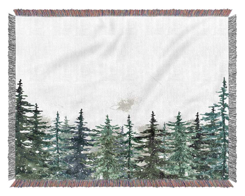 Trees Peer Above The Clouds Woven Blanket