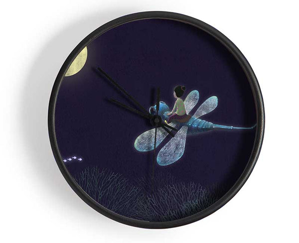 Riding On The Dragonfly Clock - Wallart-Direct UK