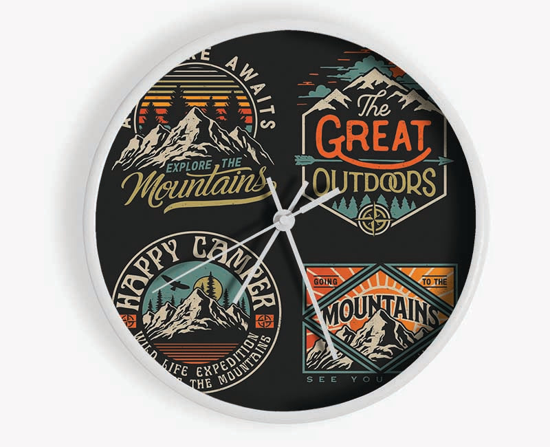 The Camping Crests Clock - Wallart-Direct UK