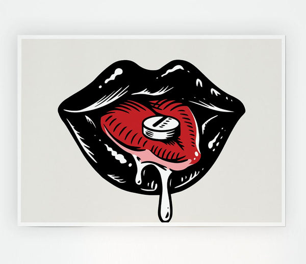 Black Lips Pill Print Poster Wall Art