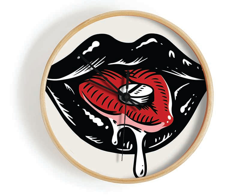 Black Lips Pill Clock - Wallart-Direct UK