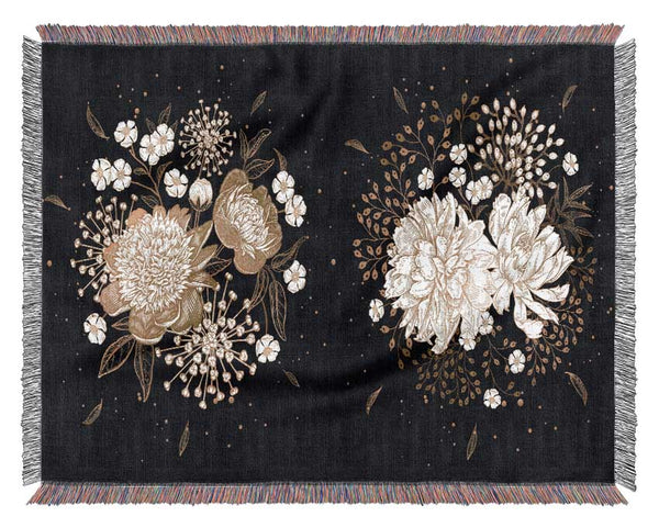 Two Clusters Of Flowers Woven Blanket