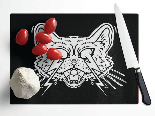 Thunderbolt Cat Eyes Glass Chopping Board