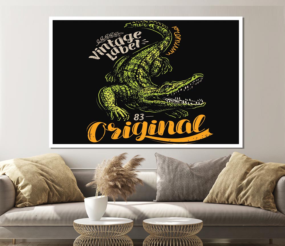 Vintage Label Croc Print Poster Wall Art