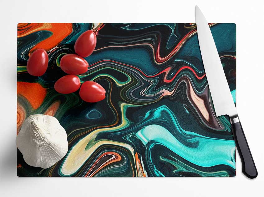 Liquid Metal Vivid Melt Glass Chopping Board