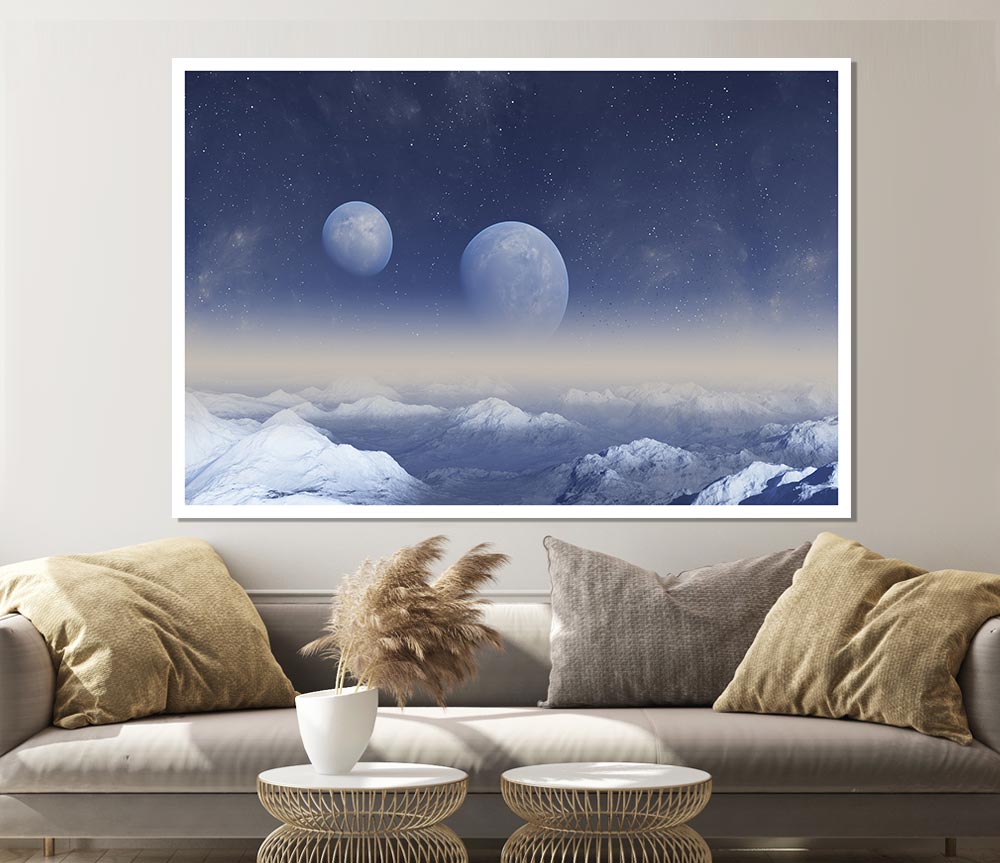 The Two Moons Meet Print Poster Wall Art