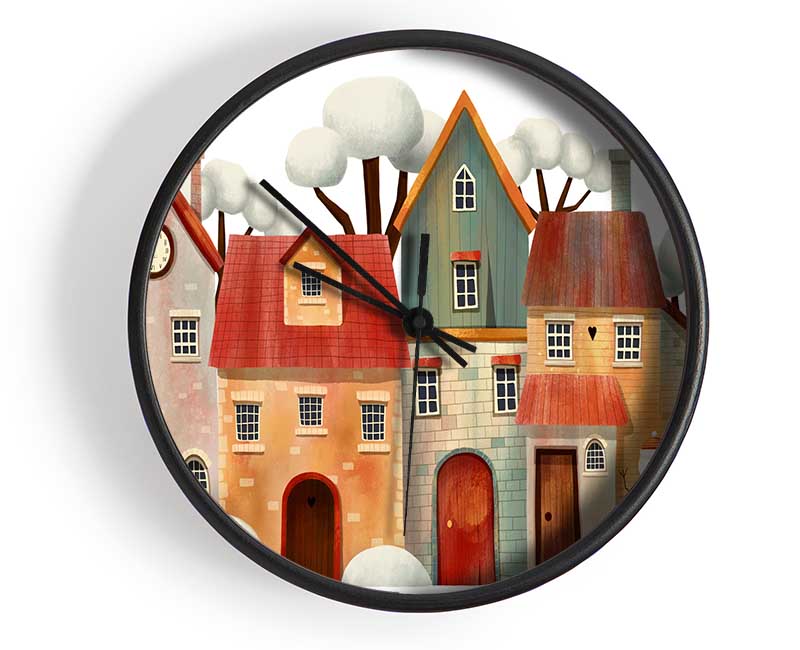 Stack Of Houses Clock - Wallart-Direct UK