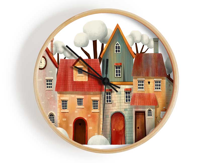 Stack Of Houses Clock - Wallart-Direct UK