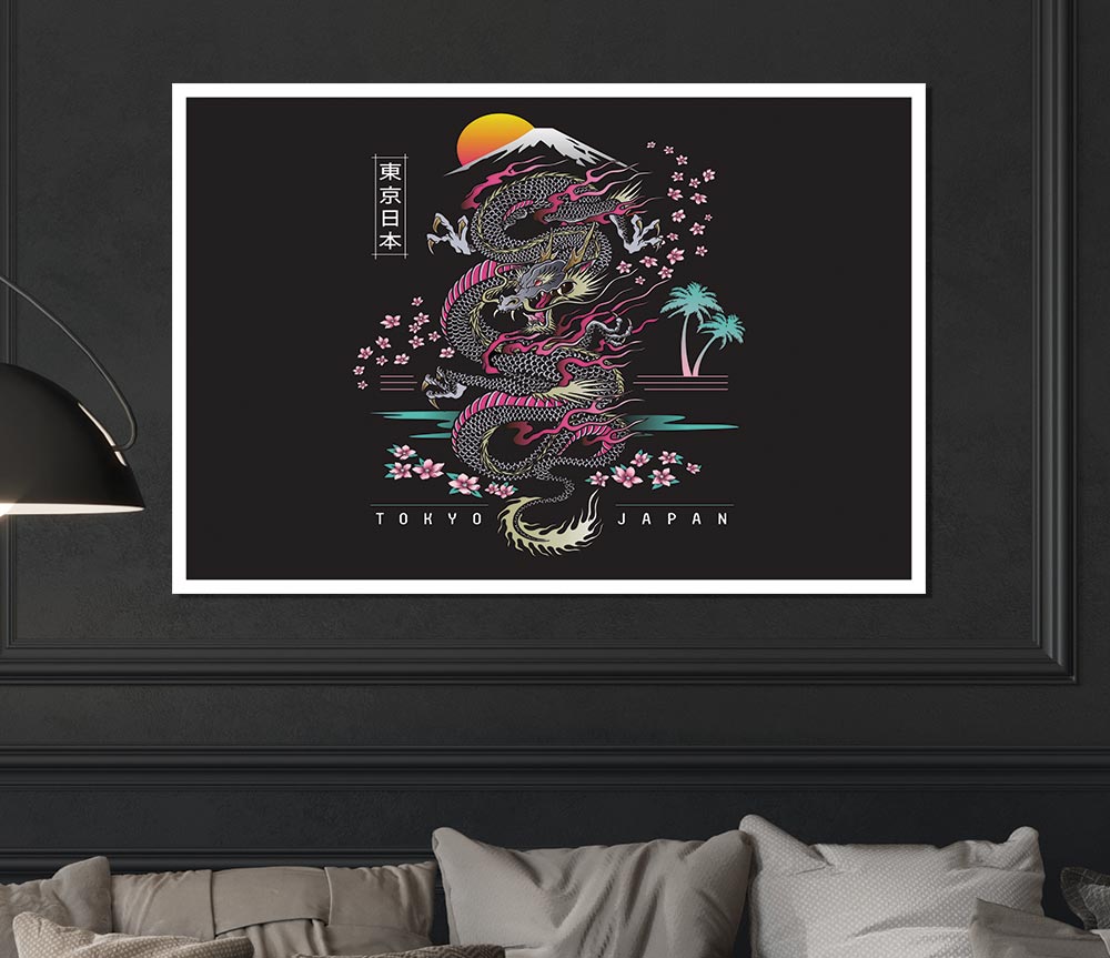 Japanese Dragon Flies Print Poster Wall Art