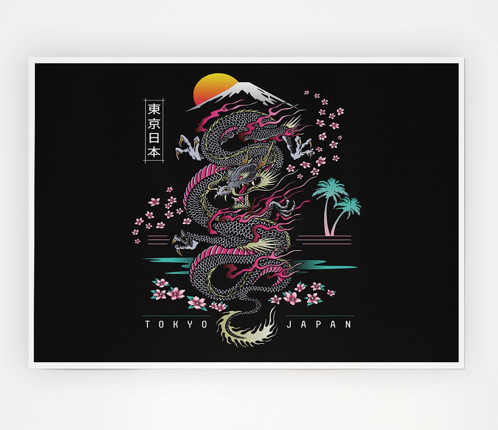 Japanese Dragon Flies Print Poster Wall Art