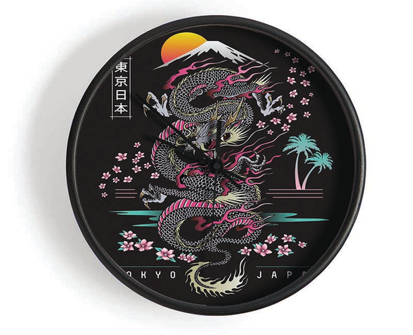 Japanese Dragon Flies Clock - Wallart-Direct UK