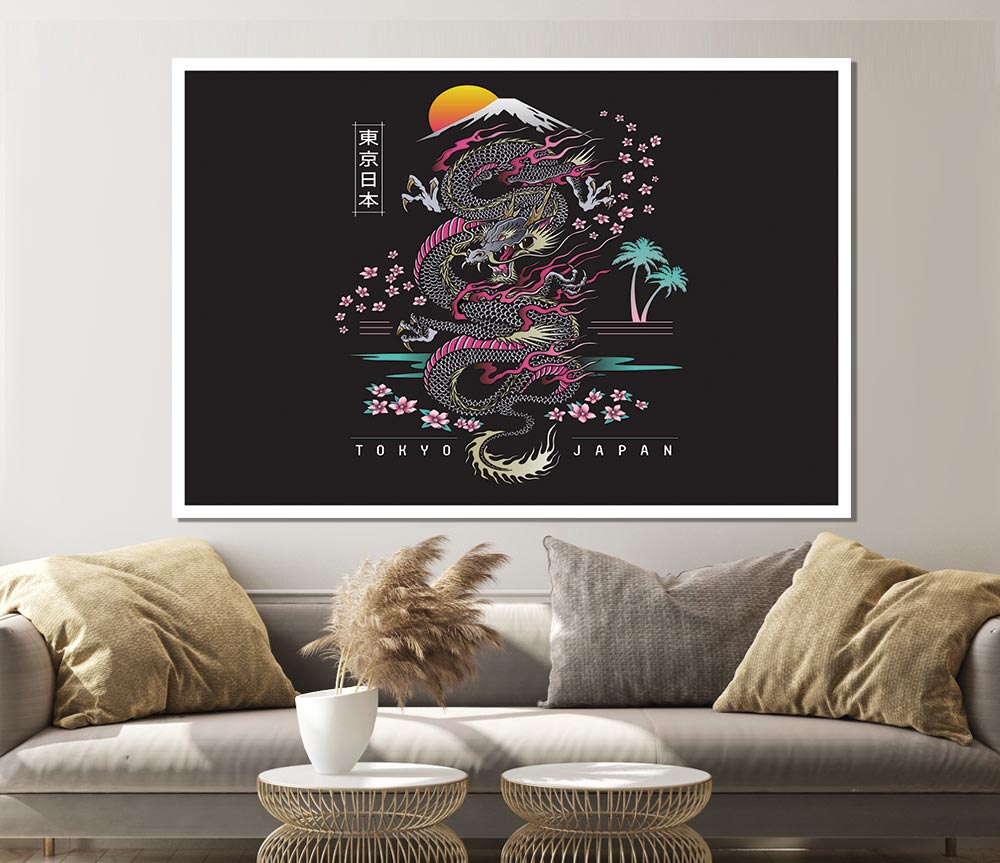 Japanese Dragon Flies Print Poster Wall Art