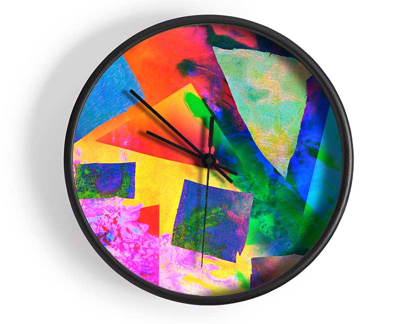 Neon Shapes In Paint Clock - Wallart-Direct UK