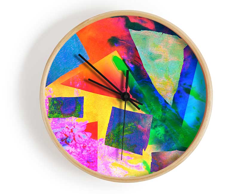 Neon Shapes In Paint Clock - Wallart-Direct UK