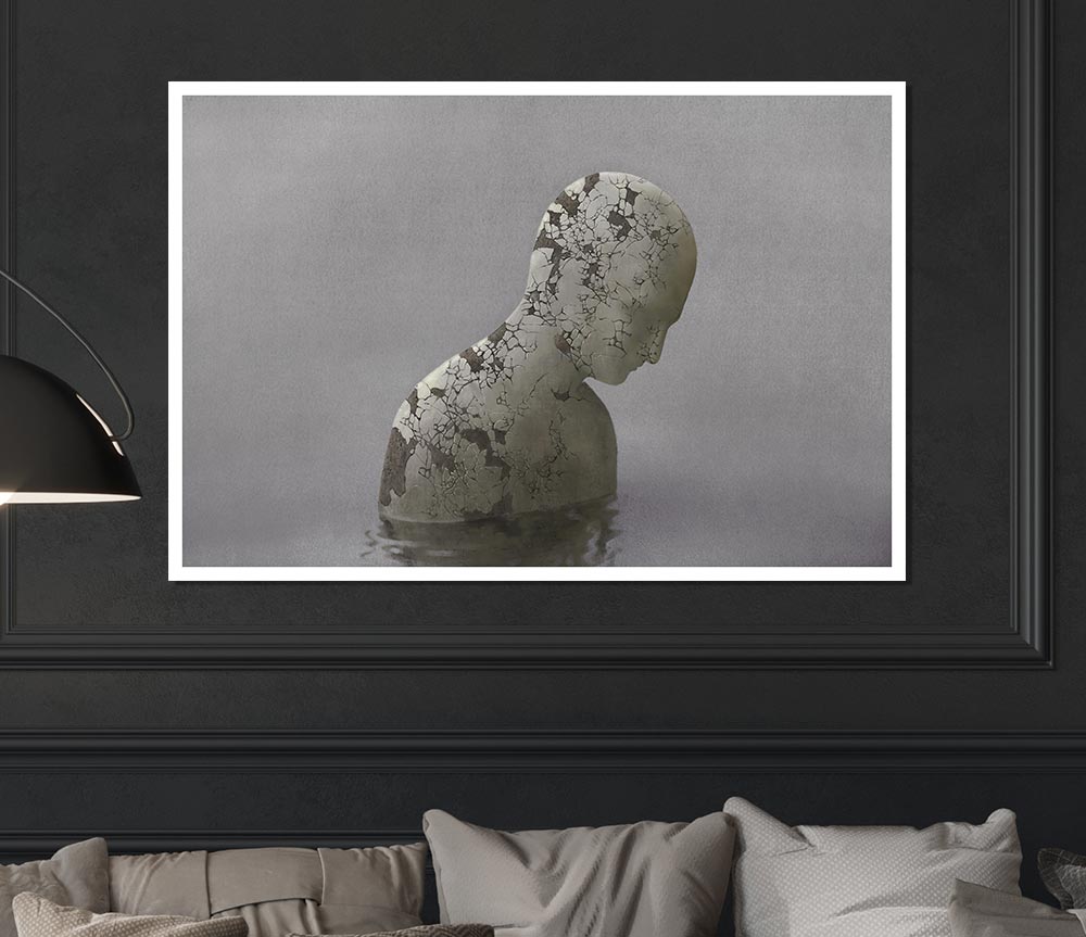 Eroded Statue In Water Print Poster Wall Art