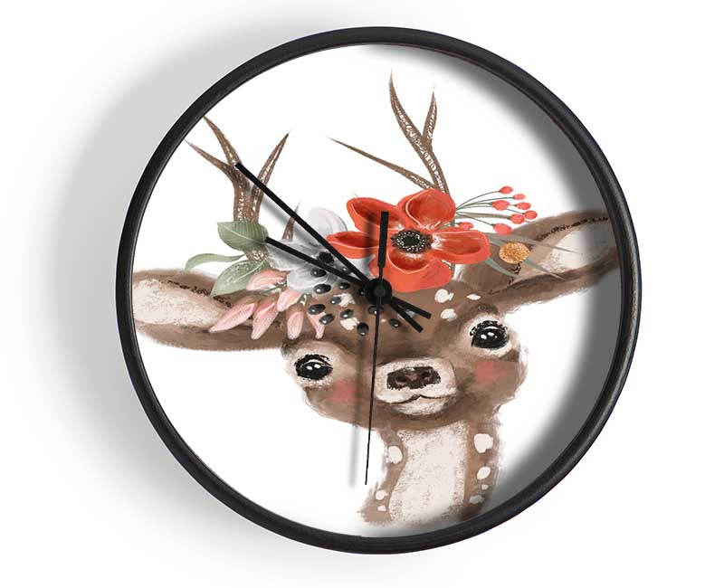 The Little Floral Deer Clock - Wallart-Direct UK