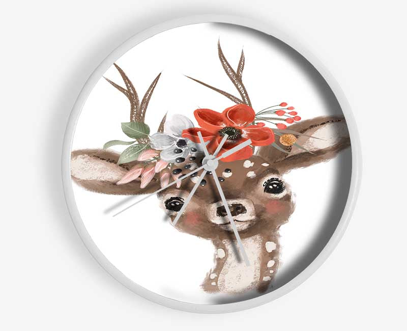 The Little Floral Deer Clock - Wallart-Direct UK