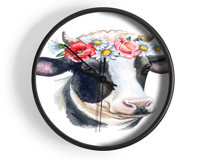 Flower Girl Cow Clock - Wallart-Direct UK