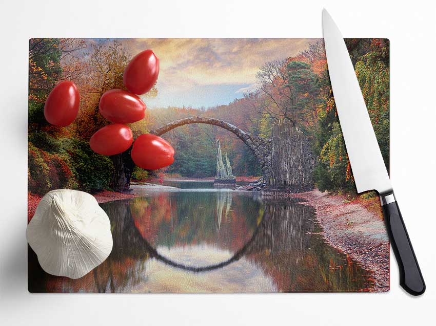 Semi Circle Bridge Over The River Glass Chopping Board