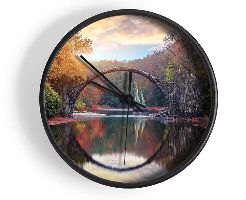 Semi Circle Bridge Over The River Clock - Wallart-Direct UK